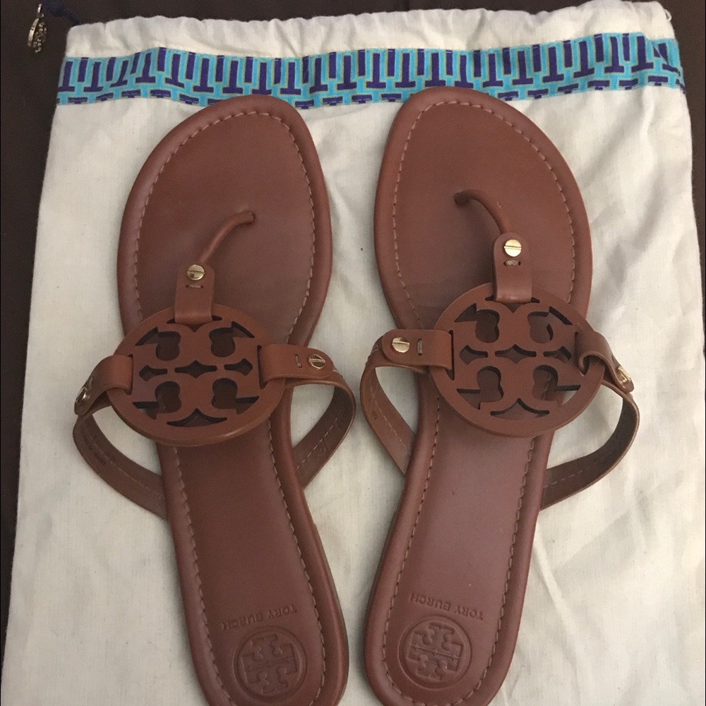 Tory Burch “Miller” sandal;  vachetta leather